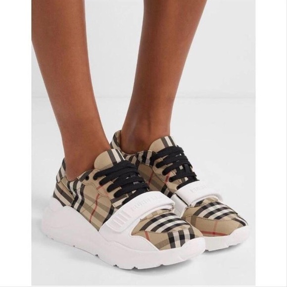 BURBERRY Regis check logo canvas sneakers - Picture 2 of 7